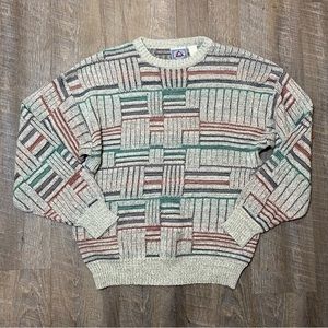 Vintage‎ Grandapa Stripe Block Knit Sweater Size L